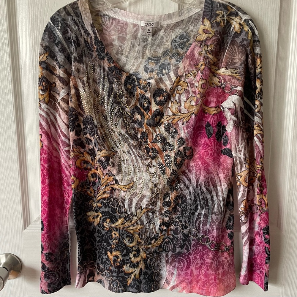 Vintage Cache Henley Style Lightweight Top Size Medium